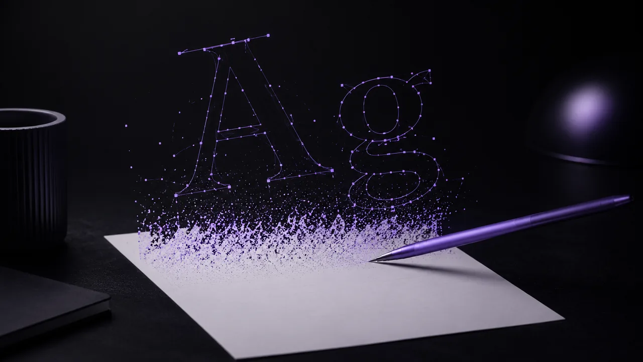 A blank page turning into clean vector letterforms